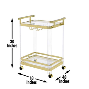 English Elm Steve Silver - Aerin - Server Cart With Casters - Gold