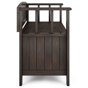 English Elm Acadian Handcrafted Entryway Storage Bench with Lift-Top Seating, Solid Wood, Transitional Design Dark Brown B136P158298