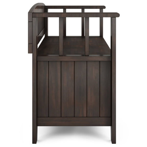 English Elm Acadian Handcrafted Entryway Storage Bench with Lift-Top Seating, Solid Wood, Transitional Design Dark Brown B136P158298