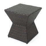 Christopher Knight Home® - Noble House - Calhoun Outdoor 16" Multibrown Wicker Square Side Table