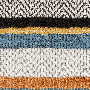 Livabliss Lofty Bohemian Polypropylene Accent Rug with Plush Pile and Artisan Fringe Border White, Black 7'10" x 10'2" LOF2304-710102