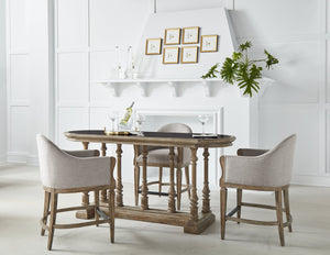 A.R.T. Furniture Architrave Counter Stool In Almond - Rustic Elegance With Upholstered Seat & Footrest For Comfort Brown Material, Parawood Solids,Foam,Fabric 277209-2608cl