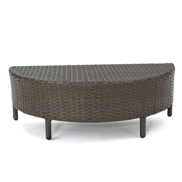 English Elm Christopher Knight Home® - PT LIMON Coffee Table – Stylish Faux Rattan & Iron Frame, No Assembly, 270 lb Capacity, Modern Low Profile Table Brown 54787.00BRN