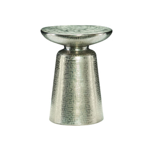 Bernhardt Bernhardt Lorraine Sculptural Round Chairside Table, Nickel Finish Conical Pedestal, 15" Compact Glam 375172