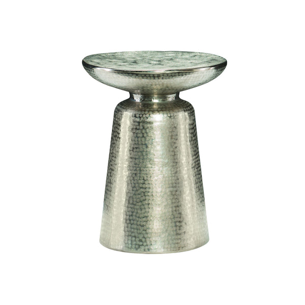 Bernhardt Bernhardt Lorraine Sculptural Round Chairside Table, Nickel Finish Conical Pedestal, 15" Compact Glam 375172