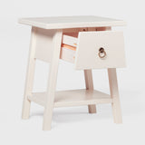 Japandi Bedside Table with Pull-Ring Ivory White ATB20NSIVP Walker Edison