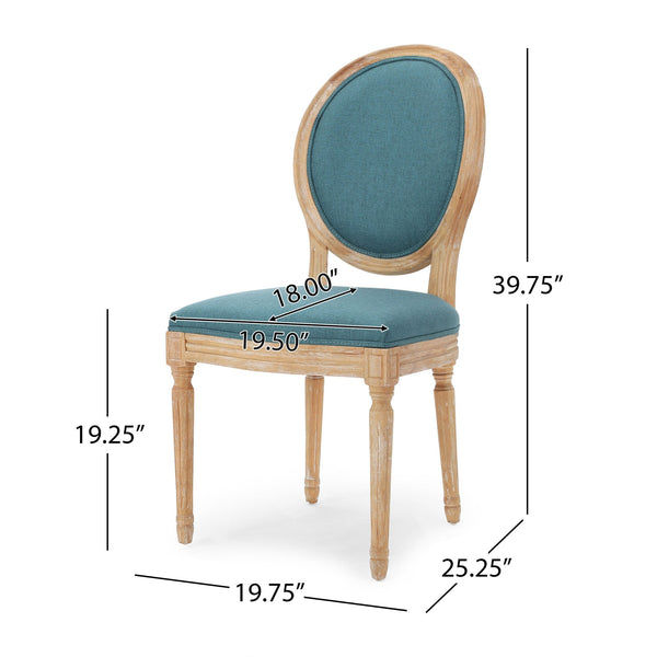 English Elm Kd French Country Rubberwood Dining Chairs Fluted Legs Padded Seat Set of 2 Teal 60352.00