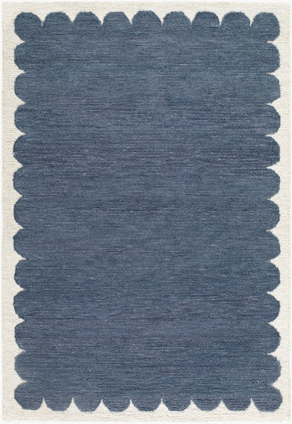 Livabliss Long Island Wool Accent Rug Hand Tufted Art Deco Geometric Pattern for Entryway Slate Blue, Ivo 6' x 9' LOI2300-69