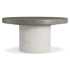 Bernhardt Bernhardt Monolith Round Dining Table With Faux-Stone Pedestal, Wire-Brushed Oak Top, 60" (Extensible) K2130