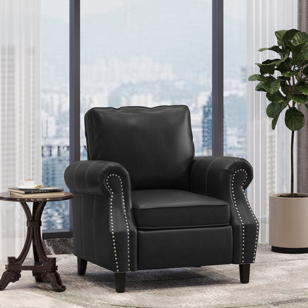 English Elm Club Chair Faux Leather Deep Seat Lounge with Dark Birch Legs for Living Room 71403.00PUMDNT