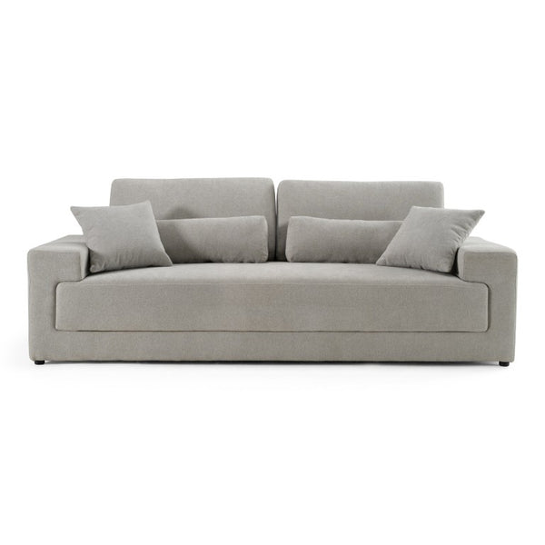 VIG Furniture Loki Modern Grey 3-Seat Sofa — Stain-Resistant Polyester, Sinuous Spring Support, Removable Back Pillows VGAH-SF1015-3-GRY