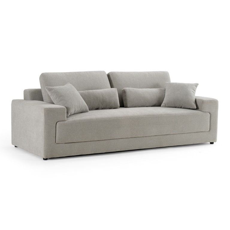 VIG Furniture Loki Modern Grey 3-Seat Sofa — Stain-Resistant Polyester, Sinuous Spring Support, Removable Back Pillows VGAH-SF1015-3-GRY