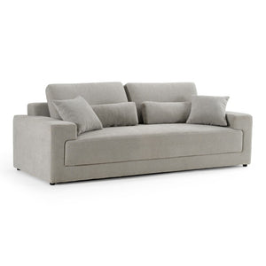 VIG Furniture Loki Modern Grey 3-Seat Sofa — Stain-Resistant Polyester, Sinuous Spring Support, Removable Back Pillows VGAH-SF1015-3-GRY