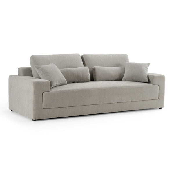VIG Furniture Loki Modern Grey 3-Seat Sofa — Stain-Resistant Polyester, Sinuous Spring Support, Removable Back Pillows VGAH-SF1015-3-GRY