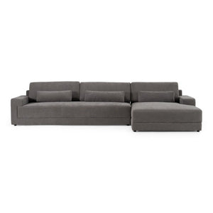 VIG Furniture Loki Contemporary Grey Fabric Right-Facing Sectional Sofa With Chaise, Pillow-Back Cushions & Throw Pillows — Durable 100% Polyester Upholstery VGAH-SF1015-SECT-GRY