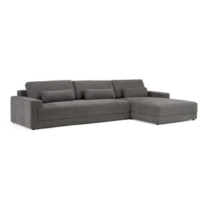 VIG Furniture Loki Contemporary Grey Fabric Right-Facing Sectional Sofa With Chaise, Pillow-Back Cushions & Throw Pillows — Durable 100% Polyester Upholstery VGAH-SF1015-SECT-GRY