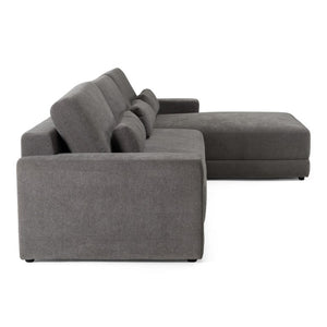 VIG Furniture Loki Contemporary Grey Fabric Right-Facing Sectional Sofa With Chaise, Pillow-Back Cushions & Throw Pillows — Durable 100% Polyester Upholstery VGAH-SF1015-SECT-GRY