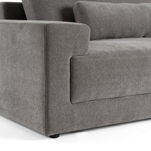 VIG Furniture Loki Contemporary Grey Fabric Right-Facing Sectional Sofa With Chaise, Pillow-Back Cushions & Throw Pillows — Durable 100% Polyester Upholstery VGAH-SF1015-SECT-GRY