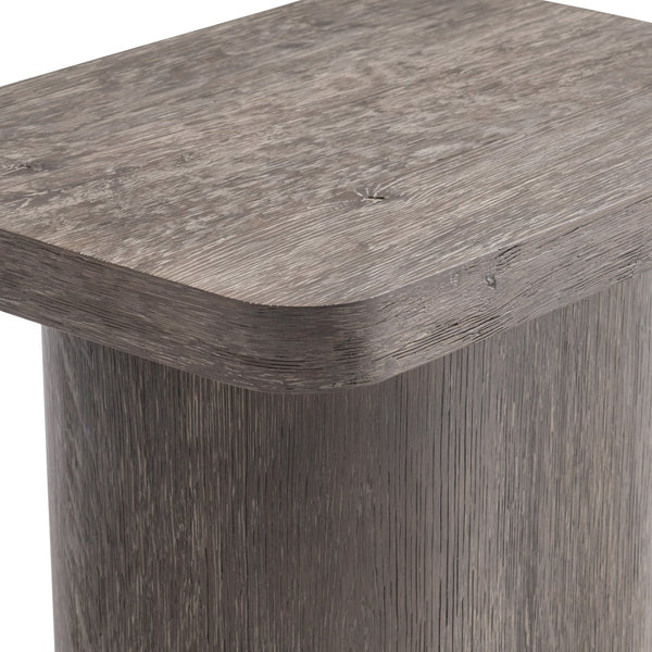 Bernhardt Bernhardt Dama Side Table With Wire‑Brushed Brun Oak Finish, Sculptural Pedestal, 24"W X 22"H 548128