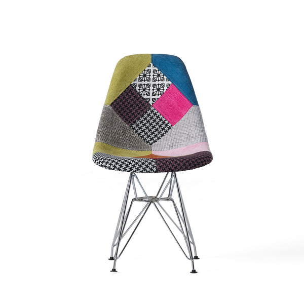 English Elm Patchwork Geometric Bohemian Accent Chairs Set of 2 with Chrome Legs for Eclectic Spaces 56395.00