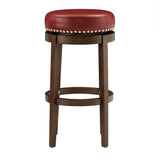 Homelegance By Top-Line Emerson Brown Finish Faux Leather 29" Swivel Bar Height Stool (Set of 2) Red Rubberwood