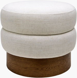 Surya Lona Square Linen Polyester Ottoman with Ash Wood Base for Living Room Seating LONA001-172222