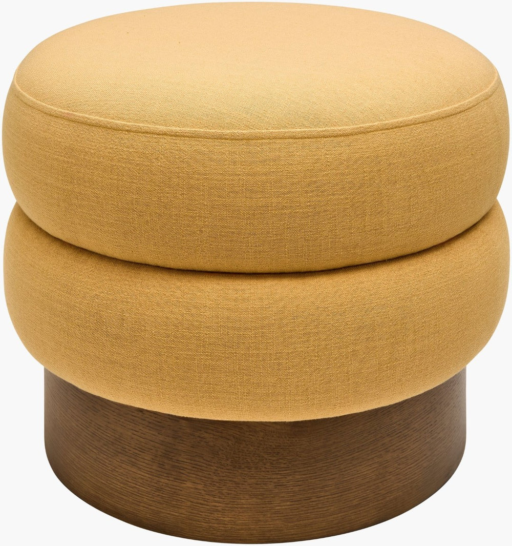 Surya Lona Square Ottoman Linen Poly Blend Upholstery with Ash Wood Veneer Base for Living Room LONA002-172222