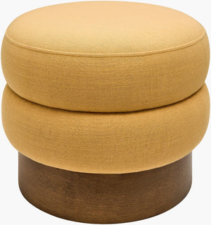 Surya Lona Square Ottoman Linen Poly Blend Upholstery with Ash Wood Veneer Base for Living Room LONA002-172222