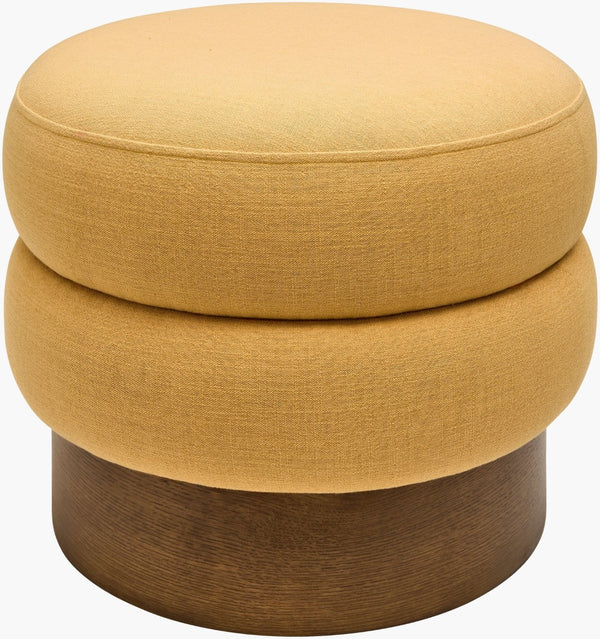 Surya Lona Square Ottoman Linen Poly Blend Upholstery with Ash Wood Veneer Base for Living Room LONA002-172222