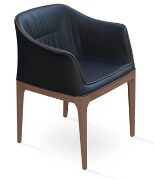 Soho Concept London Wood Armchair Dining Chair - Premium Camira Blazer Fabric, 10-year Guarantee & Ergonomic Design Walnut  Soho-concept-dining-chair-04513