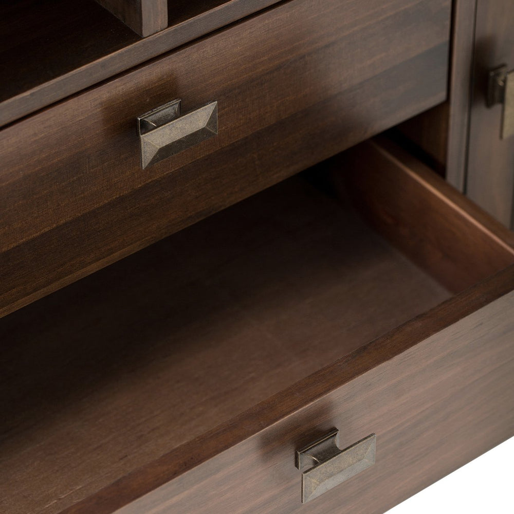 English Elm Artisan 72" Tv Media Stand - Handcrafted Solid Wood In Natural Aged Brown With Ample Storage Options B136P158701