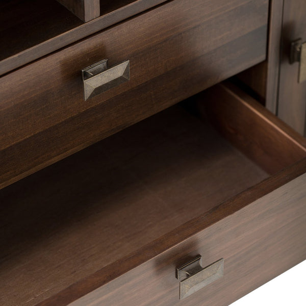 English Elm Artisan 72" Tv Media Stand - Handcrafted Solid Wood In Natural Aged Brown With Ample Storage Options B136P158701