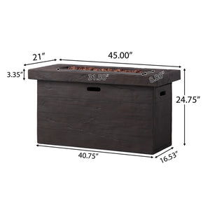 English Elm Custer Outdoor Rectangular Mgo Fire Pit 50000 Btu Patio Entertaining Table 61102.00BRN-50K