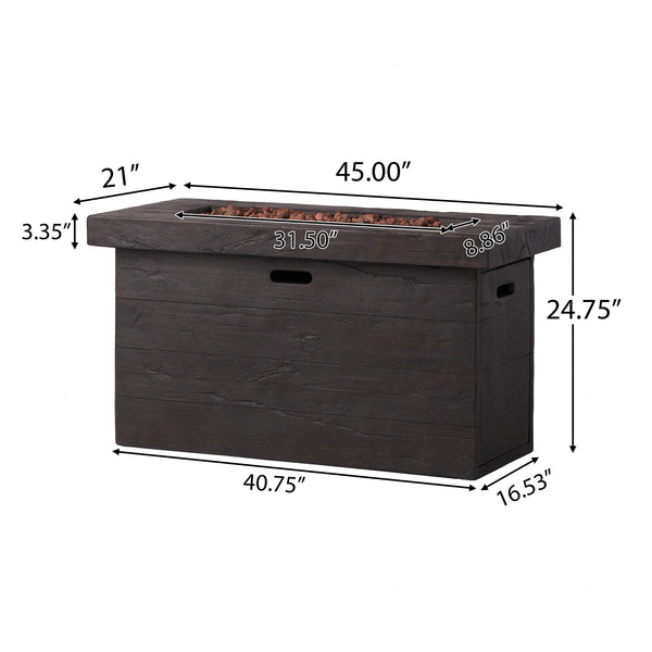 English Elm Custer Outdoor Rectangular Mgo Fire Pit 50000 Btu Patio Entertaining Table 61102.00BRN-50K