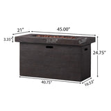 Christopher Knight Home® Noble House Custer 45'Rectangular  Mgo Fire Pit  - 50,000 Btu