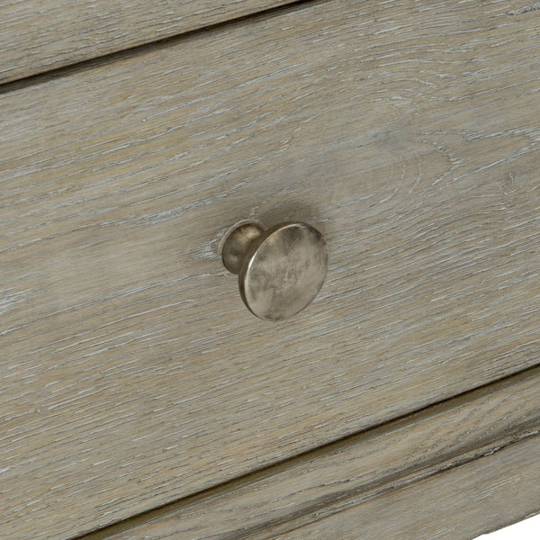 Bernhardt Bernhardt Albion Nightstand With Pewter Finish, Solid White Oak, 3 Soft-Closing Drawers & Usb Charging 311220