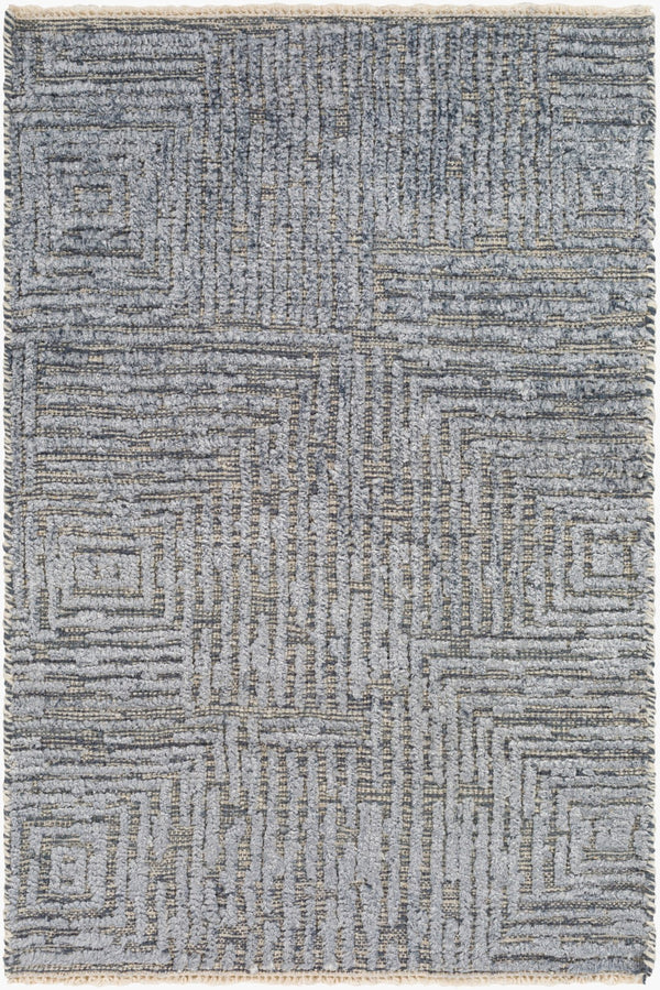 Surya Lora 2' X 3' Hand Knotted Rug - Luxurious Viscose & Wool Blend, Perfect For Modern Home Decor Denim Wool,Viscose Lor2301-23