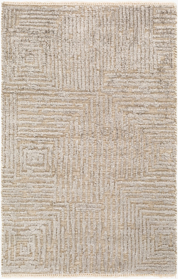 Surya Lora 2' X 3' Hand Knotted Rug - Luxurious Viscose & Wool Blend, Perfect For Modern Home Decor Gray Wool,Viscose Lor2302-23