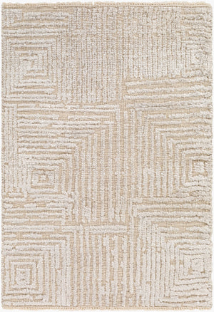 Surya Lora 2' X 3' Hand Knotted Rug - Luxurious Viscose & Wool Blend, Perfect For Modern Home Decor Cream Wool,Viscose Lor2303-23