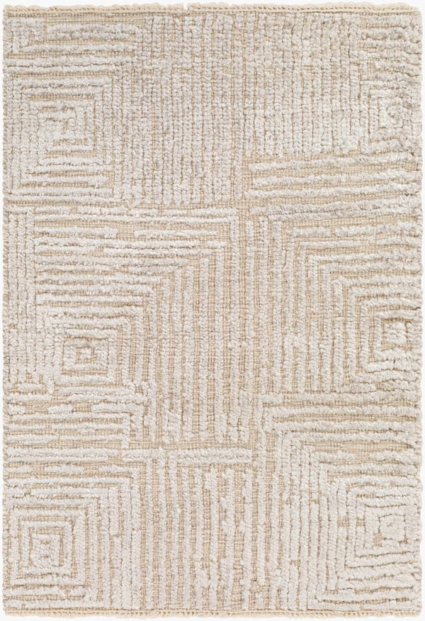 Surya Lora 2' X 3' Hand Knotted Rug - Luxurious Viscose & Wool Blend, Perfect For Modern Home Decor Cream Wool,Viscose Lor2303-23