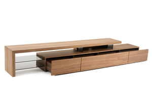 VIG Furniture Loreta Modern Walnut Tv Stand With Soft-Close Drawers, Tempered Glass Shelves, 85" Tv Support VGHB377F3