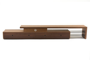 VIG Furniture Loreta Modern Walnut Tv Stand With Soft-Close Drawers, Tempered Glass Shelves, 85" Tv Support VGHB377F3