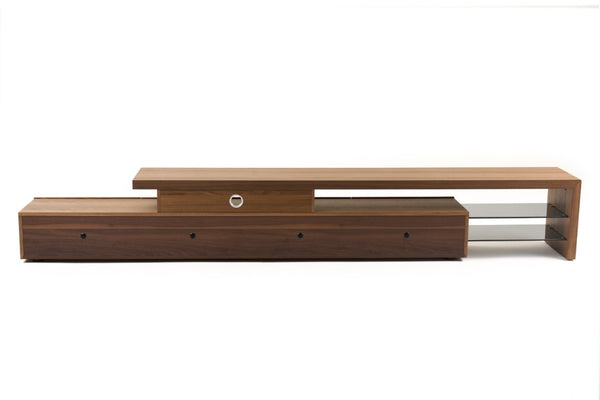 VIG Furniture Loreta Modern Walnut Tv Stand With Soft-Close Drawers, Tempered Glass Shelves, 85" Tv Support VGHB377F3