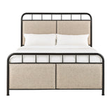 Homelegance By Top-Line Luiza Beige Upholstered Black Metal Queen Bed Brown Metal