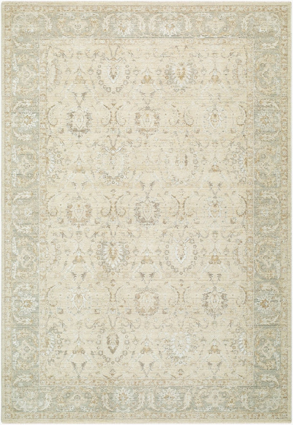 Livabliss Lotus Machine Woven Traditional Area Rug with Fringe Polypropylene Living Room Floor Accent Cream, Light Be 5' x 7'5" LOT2308-575