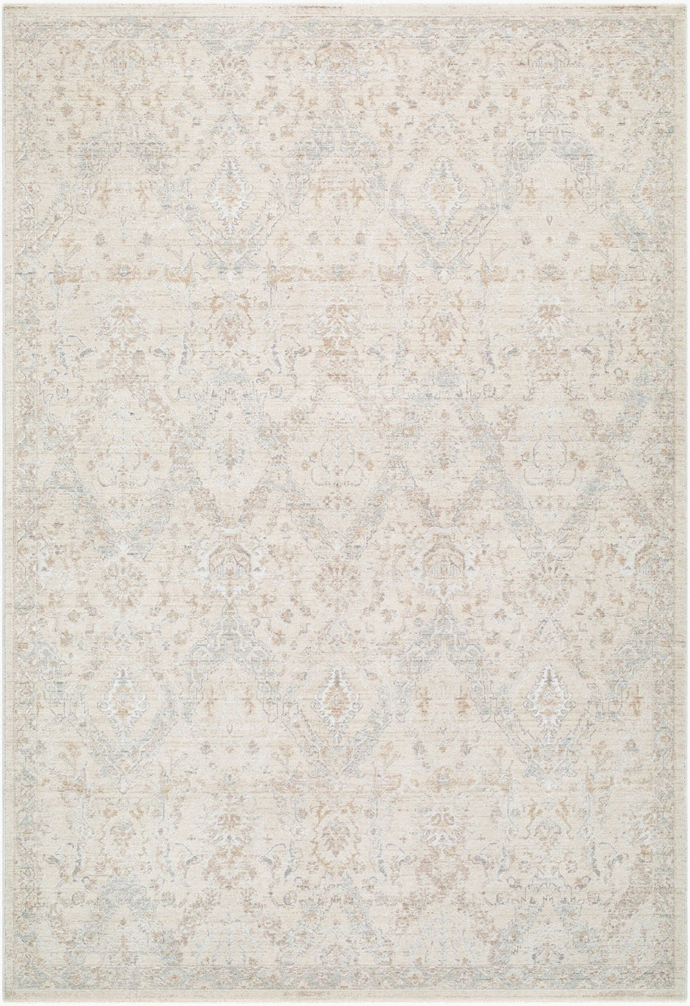 Livabliss Lotus Turkish Machine Woven Area Rug with Fringe Traditional Pattern for Living Room Cream, Light Be 6'7" x 9'6" LOT2310-6796