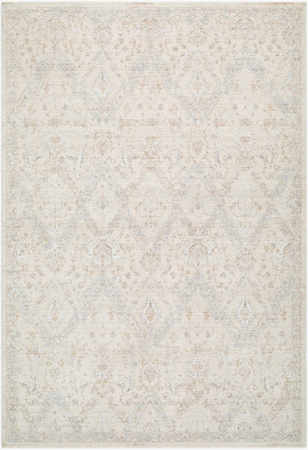 Livabliss Lotus Turkish Machine Woven Area Rug with Fringe Traditional Pattern for Living Room Cream, Light Be 6'7" x 9'6" LOT2310-6796