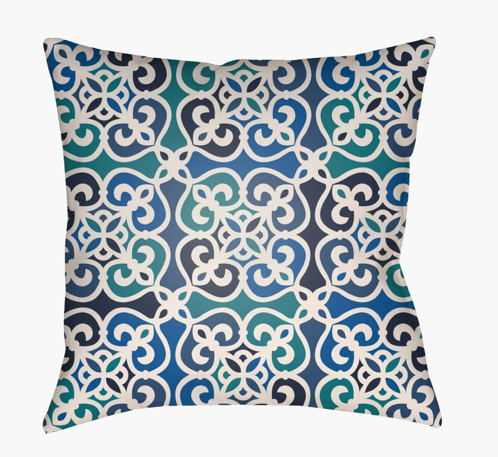 Livabliss Lolita Woven Square Throw Pillow Vintage Pattern Accent for Sofa or Bedroom Decor Midnight Blue, 20"L x 20"W LOTA1316-2020