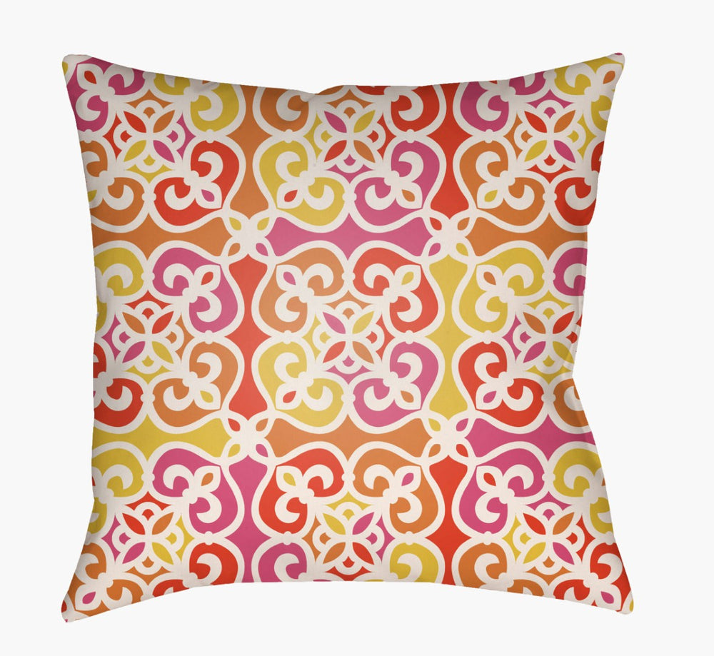 Livabliss Lolita Woven Square Accent Pillow Vintage Pattern Polyester Sofa Bedroom Decor Sunset Orange, 18"L x 18"W LOTA1317-1818