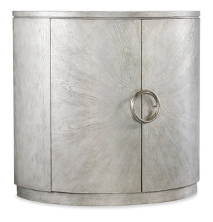 Hooker Furniture Melange Demilune Chest With Silver Leaf Finish — Transitional Oak Veneer Console With Adjustable Shelf And Twist Hardware 628-85656-95